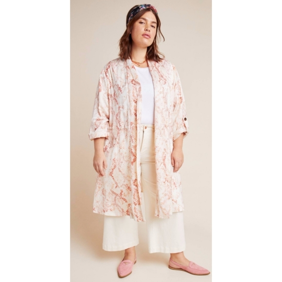 Anthropologie Heather Snake Print Trench Coat M - Picture 6 of 15